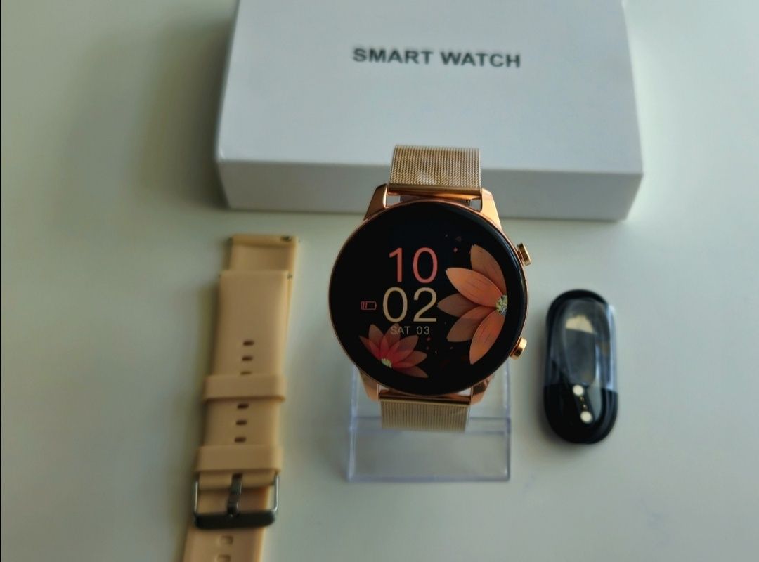 Elegancki Smartwatch Damski Zegarek Złoty Kolor Dużo Funkcji J. POLSKI