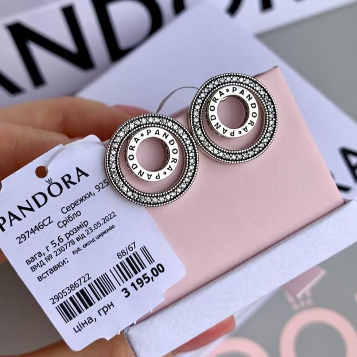 Сережки pandora оригінальні сережки Пандора нові прикраси