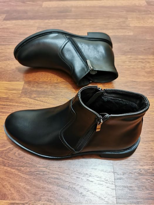 Sztyblety Eleganckie Skórzane Ocieplane Buty Męskie - Gruba Podeszwa