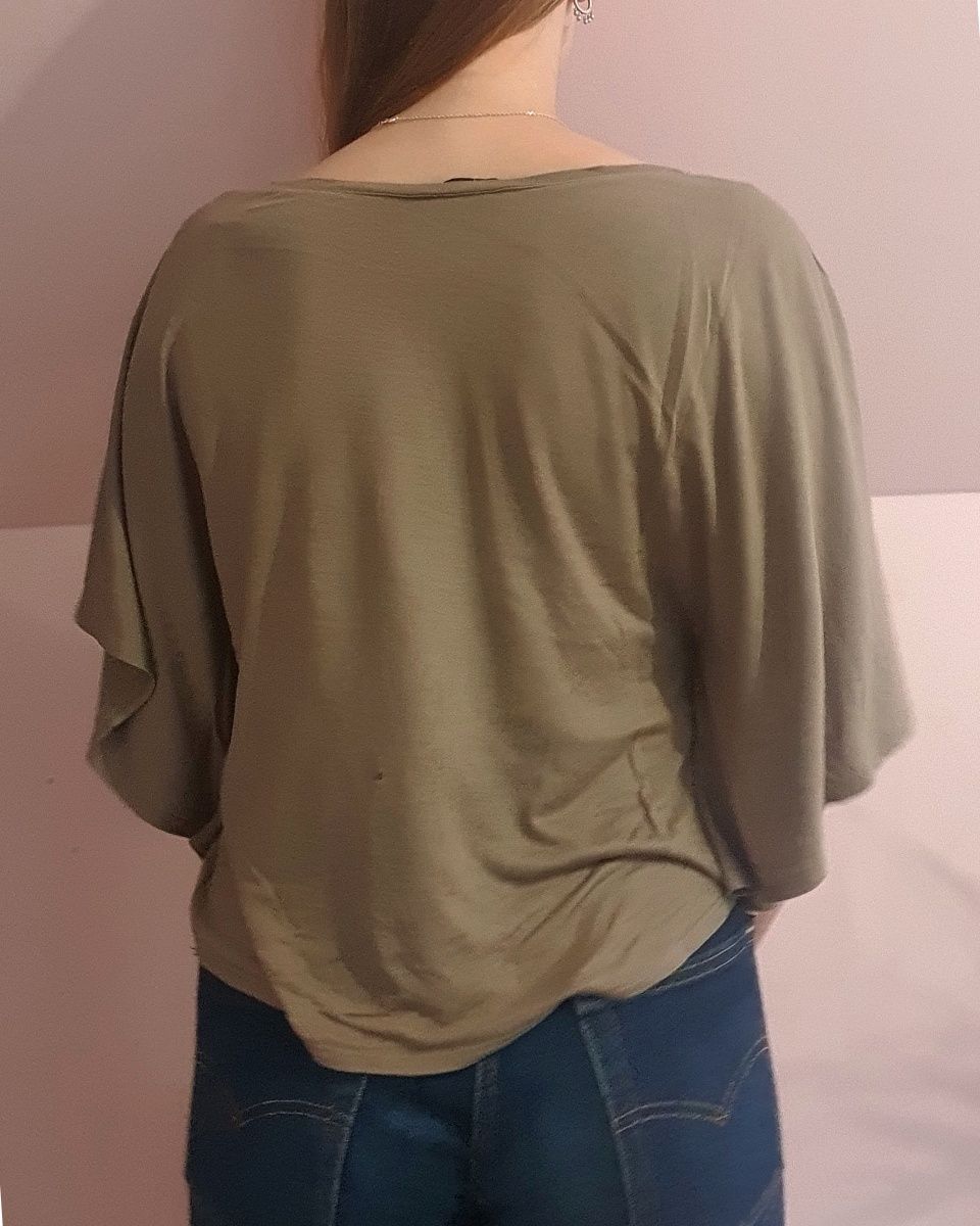 Bluzka nietoperz motylek H&M brązowa lejący materiał