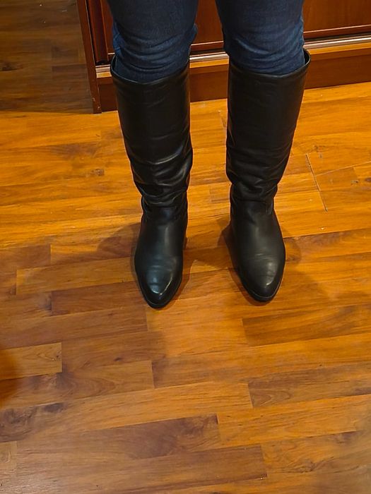 kozaczki wysokie skórzane czarne