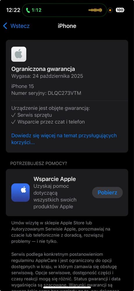Iphone 15 na gwarancji