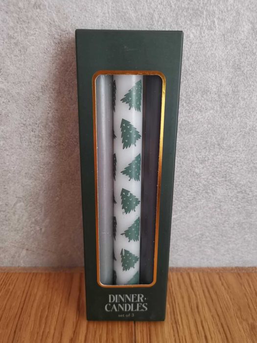 Świeca dekoracyjna świąteczna 3 szt choinka zielona świeczka stroik