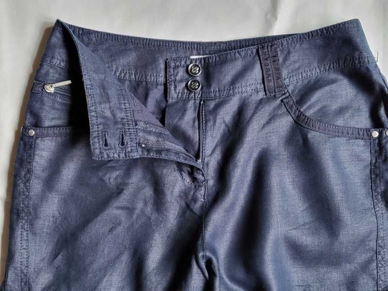 Spodnie rybaczki cygaretki lniane 34 36 xs s Bonita len lniane lato