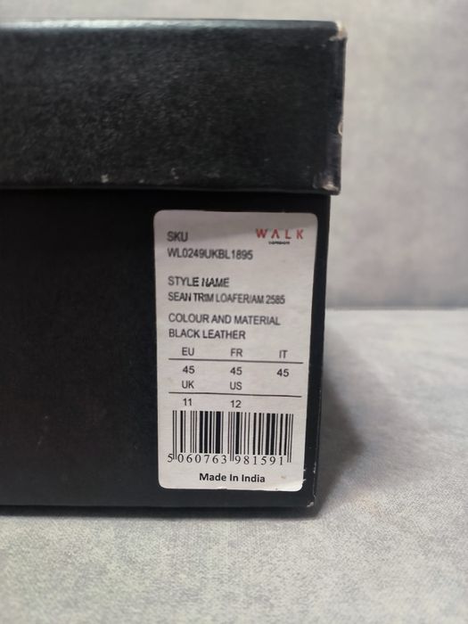 Męskie czarne loafersy Walk London r. 45