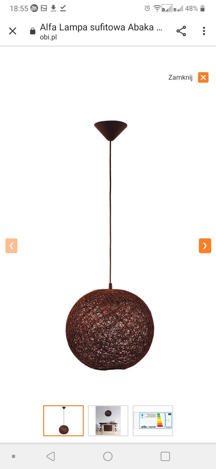 Lampa wisząca kula ciemny brąz Alfa