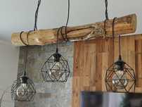 Rustykalna Lampa Wisząca Naturalne Drewno .