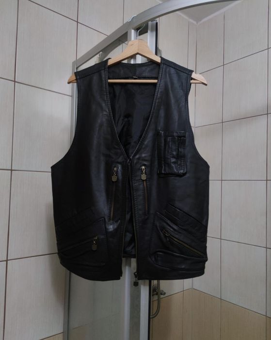 Bezrękawnik XL czarny elegancki męski skórzany leather lieder opinając