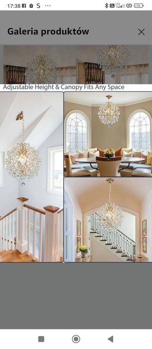 BESTIER Złoty nowoczesny żyrandol wiszący kryształ kropla deszczu oświ