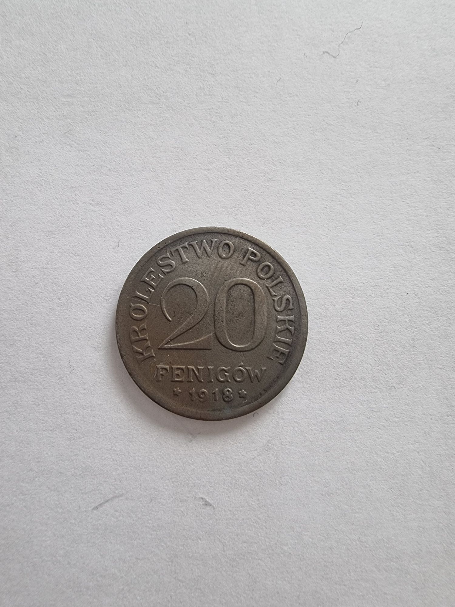 Moneta 20 feningów Królestwo Polskie 1918 okołomenniczy