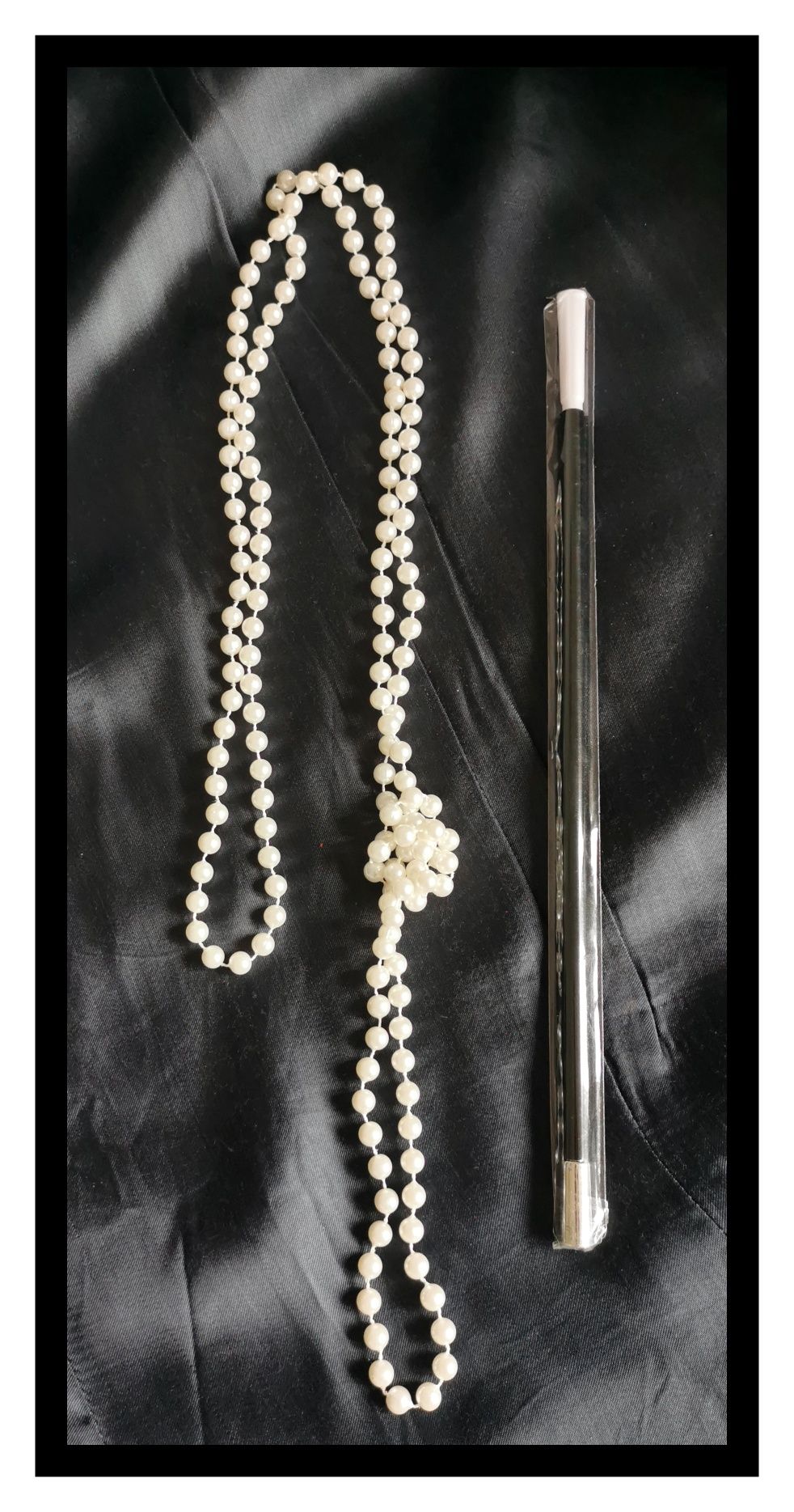 Zestaw kostiumowy: Długie perły (86cm) oraz dł. papieros/cygaretka os