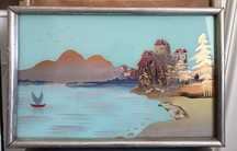 Pintura invertida com madrepérola