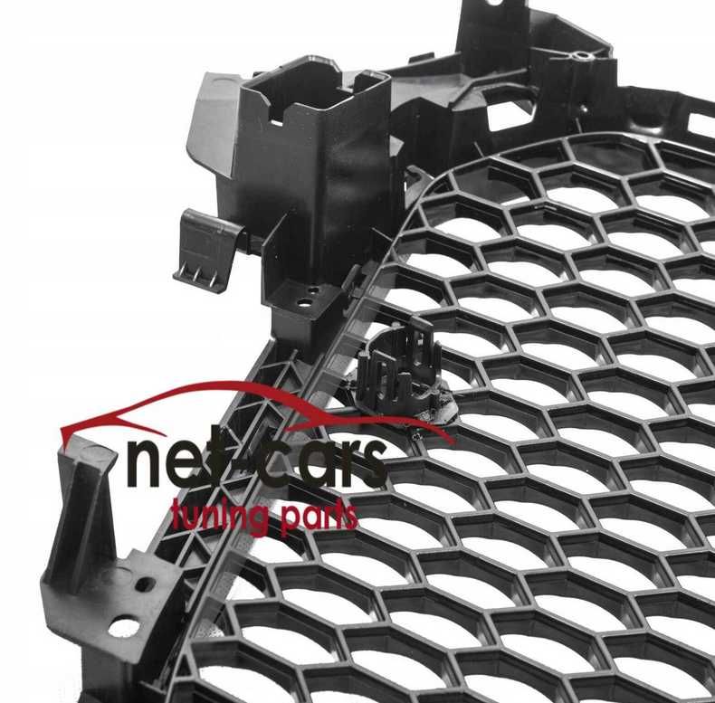Grill + kratki ramki halogen AUDI A4 B8 11- wzór RS z PDC czarny połys