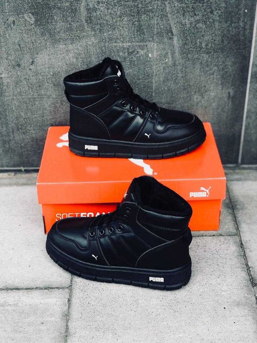 Женские зимние ботинки пума черные на меху кроссовки пума зима