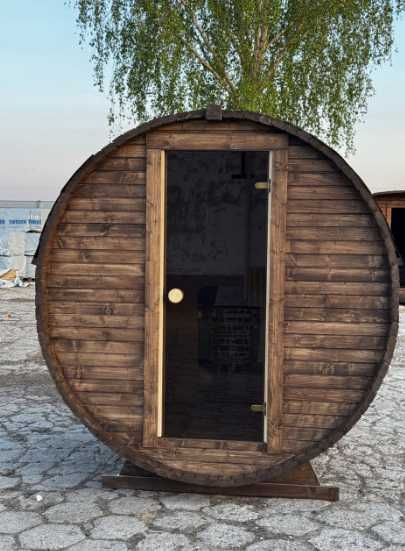 Zestaw. Sauna ogrodowa WOLA BECZKA 180 cm do samodzielnego montażu