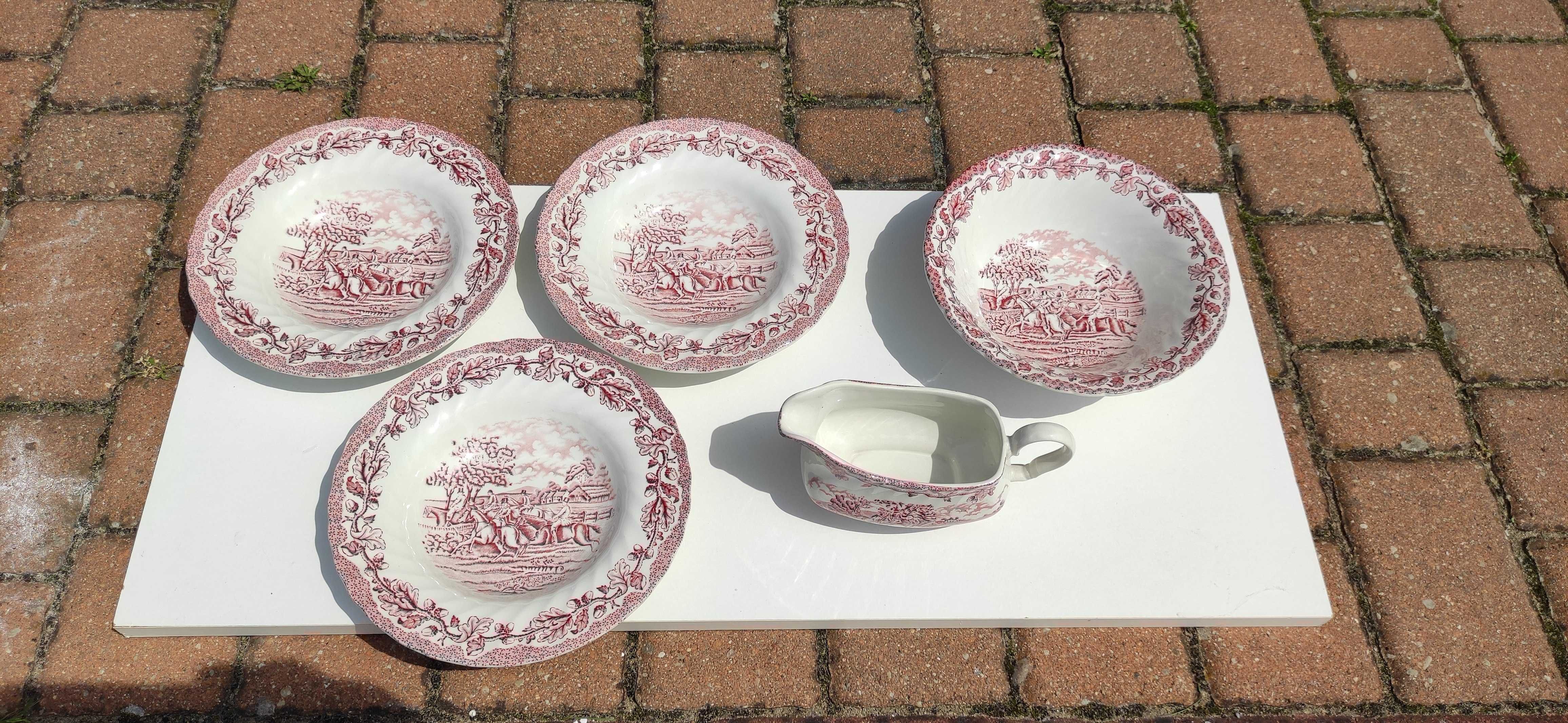 Porcelana angielska talerze i sosierka Myotts Country Life kolekcje