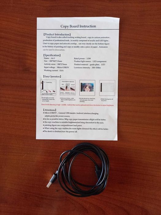 Tablica do rysowania A4 LED + kabel USB Odbiór osobisty