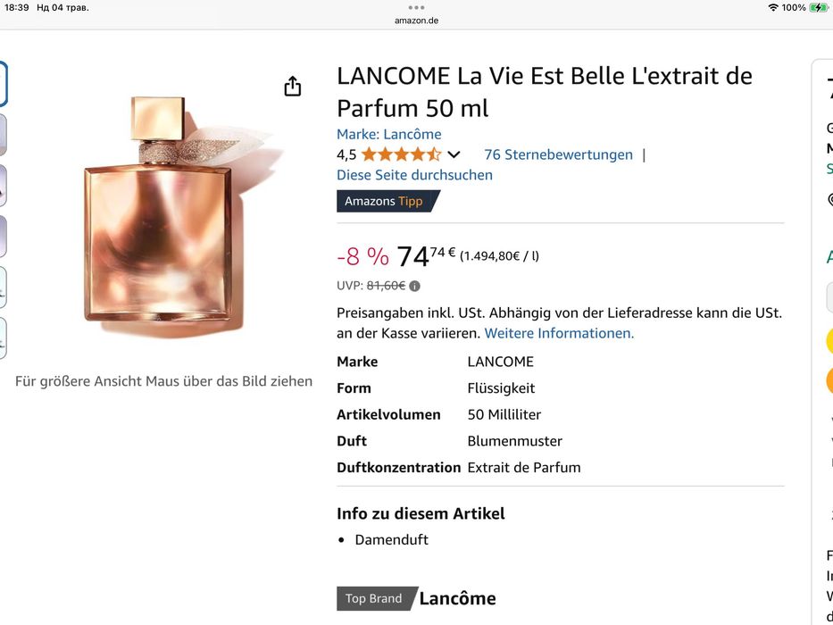 LANCOME La Vie Est Belle L'extrait de Parfum 50 ml