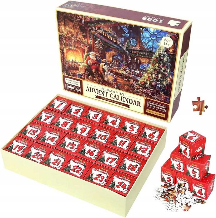Kalendarz adwentowy – puzzle świąteczne 1008 elementów Boże Narodzenie