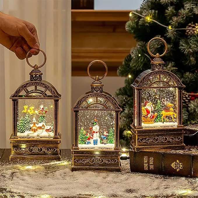 Новорічний музичний нічник Санта/Санта на олені/Сніговик та ялинк