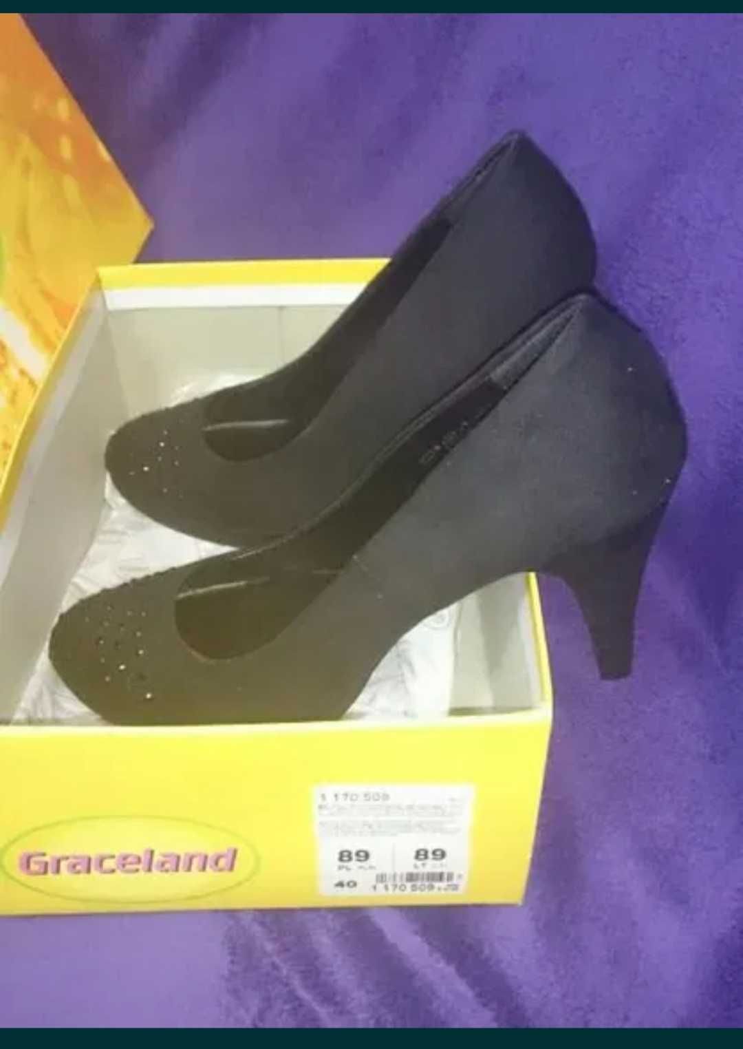 Buty Obcas Szpilki Czółenka Graceland czarne Nowe 40 (wkładka 26 cm)