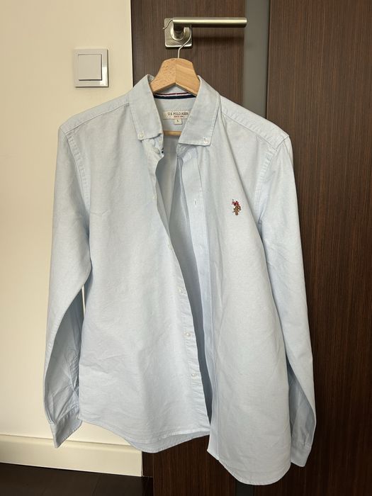 Koszula haftowana U.S. POLO ASSN. Ralph Lauren jasboniebieska