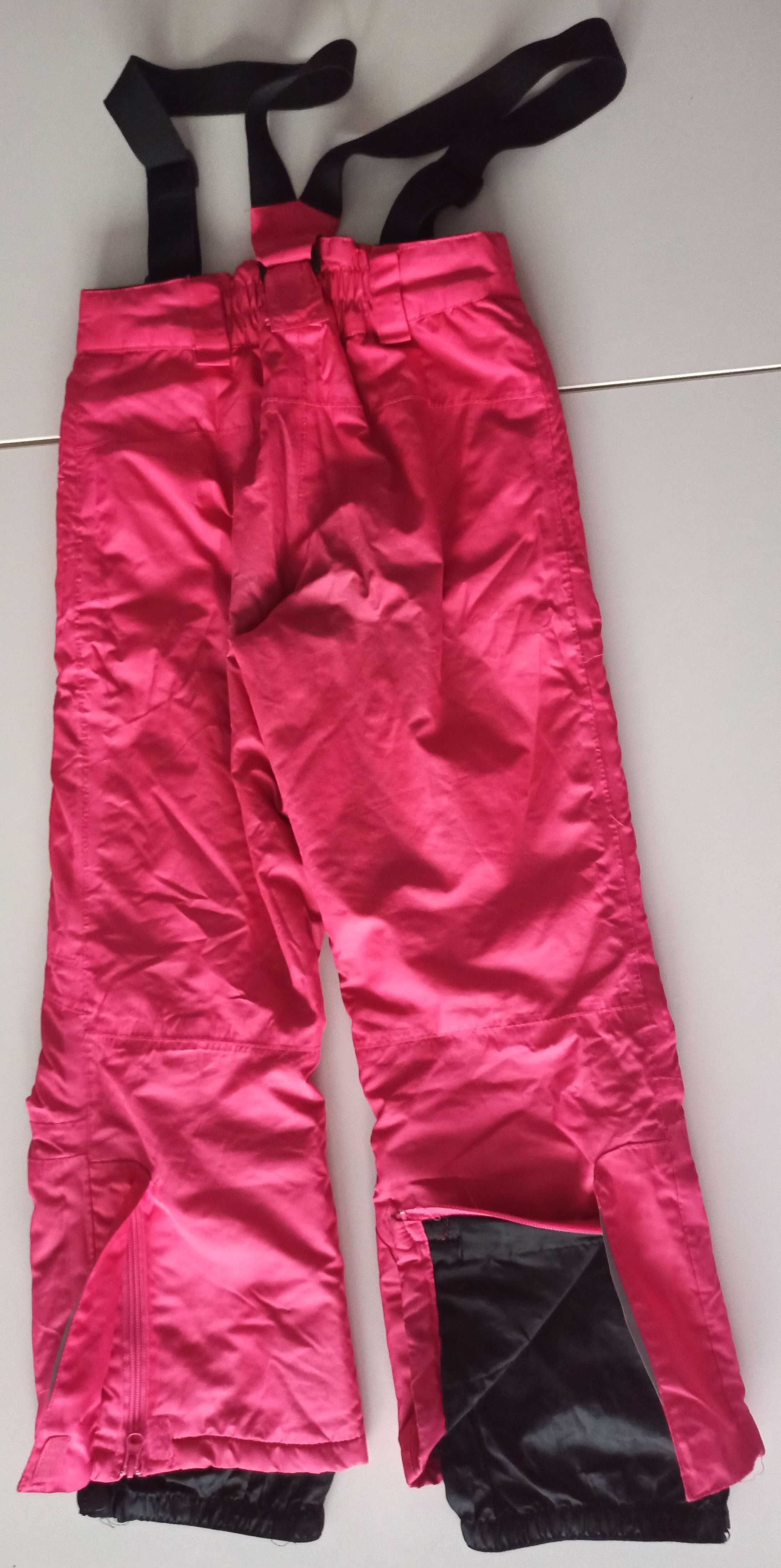 różowe spodnie narciarskie na szelkach Crivit Sports rozmiar 122-128