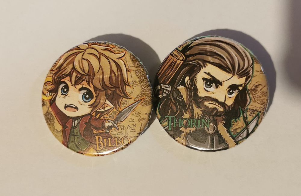 Przypinki Hobbit Bilbo Thorin Władca pierścieni tolkien manga
