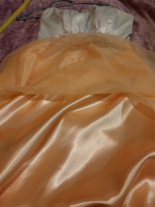Pomarańczowo beżowa sukienka ml tiul