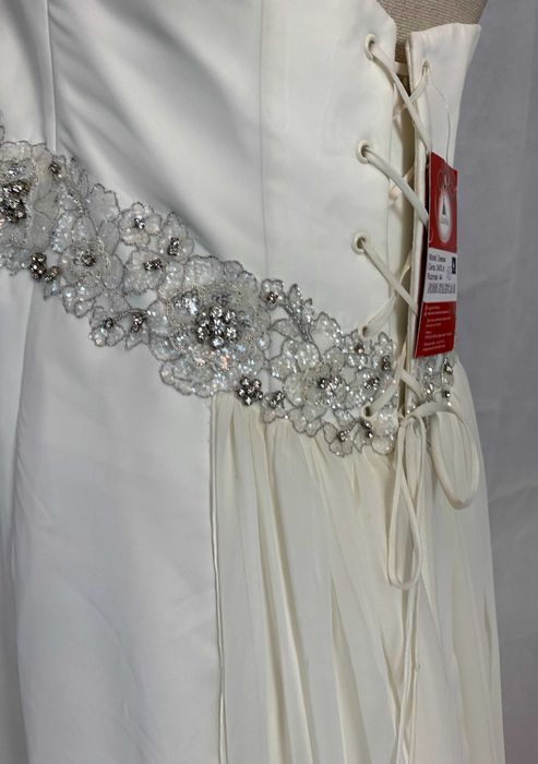 Zwiewna suknia ślubna na plażę fason Empire Halter 44 XXL plus size