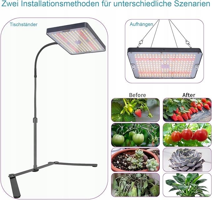 Lampa LED do uprawy roślin pokojowych, 242 diody LED z timerem PILOT