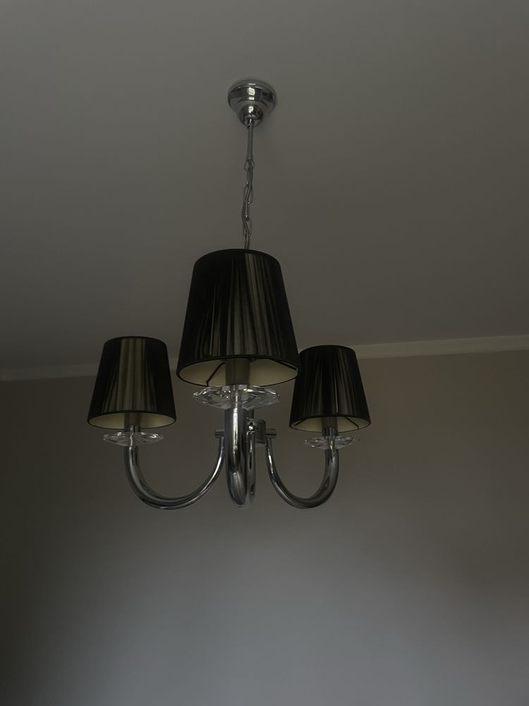 Żyrandol glamour, czarny z kryształami