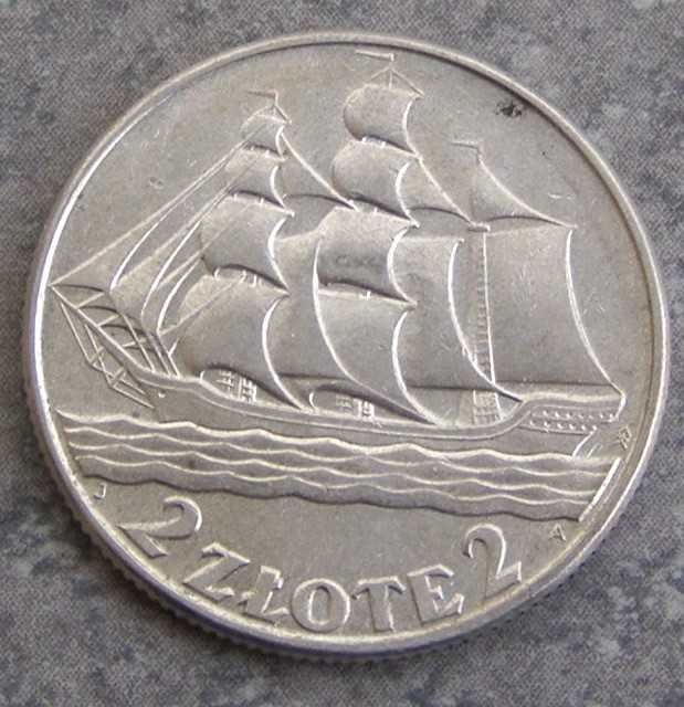 Polska 2 złote, 1936 rok Statek Ag srebro