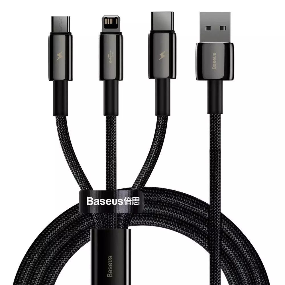 Baseus Tungsten 3w1 kabel USB - USB Typ C / Lightning / micro USB 3,5