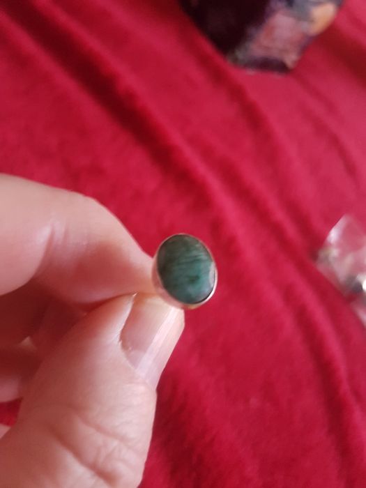 Пусаны с Индийским изумрудом из стерлингового  серебра