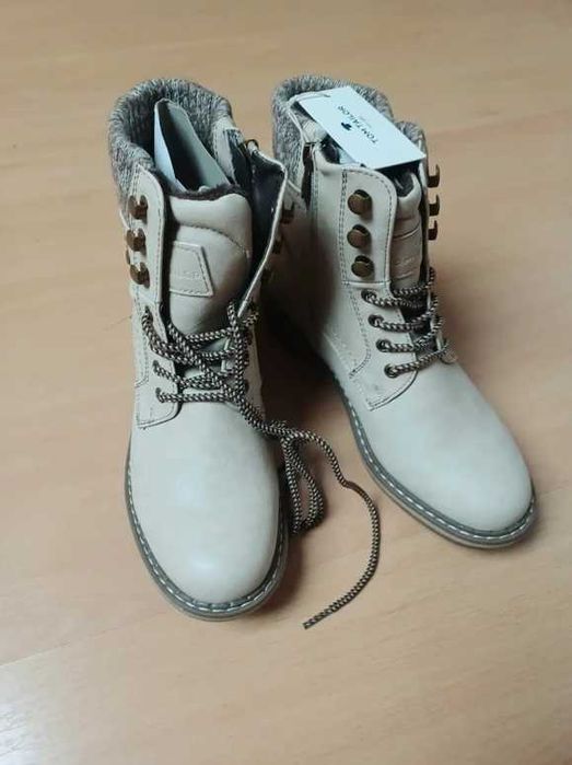 Tom Taylor śniegowce buty botki oficerki beżowe zimowe ocieplane 38