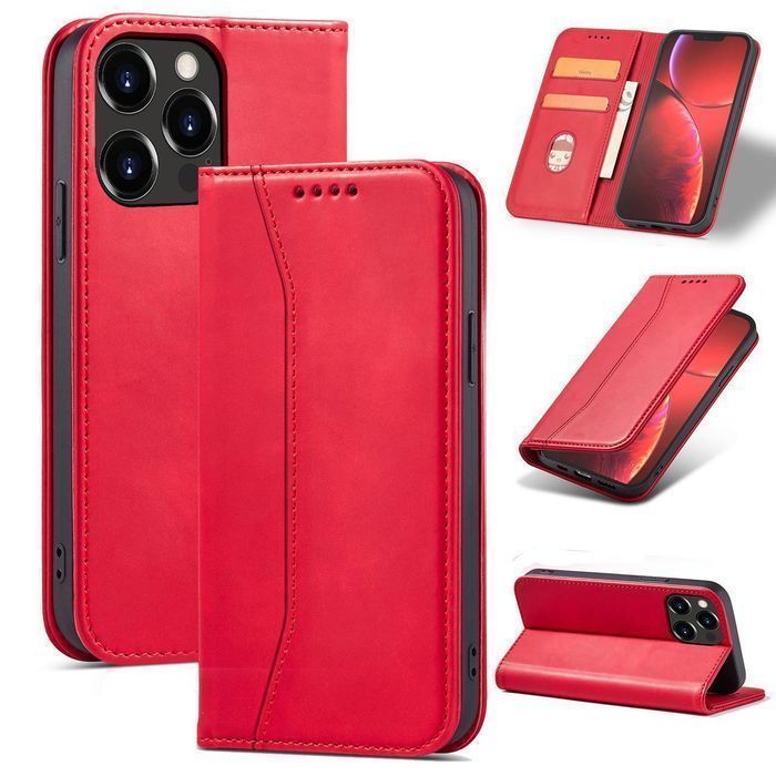 Etui Portfel Magnet Fancy Case do iPhone 13 Pro - Czerwony