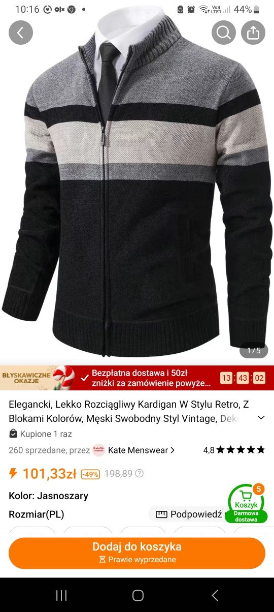 Sweter Nowy ciepły męski xl