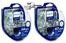 Lâmpadas Philips RacingVision GT200 H4 e H7 - PORTES GRÁTIS