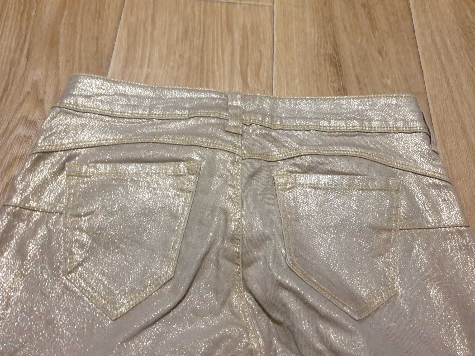 Джинсы золотые, джинсы бежевые с золотым, размер 26