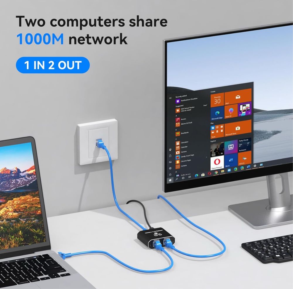 Rozdzielacz Ethernet VEDINDUST 1 do 2