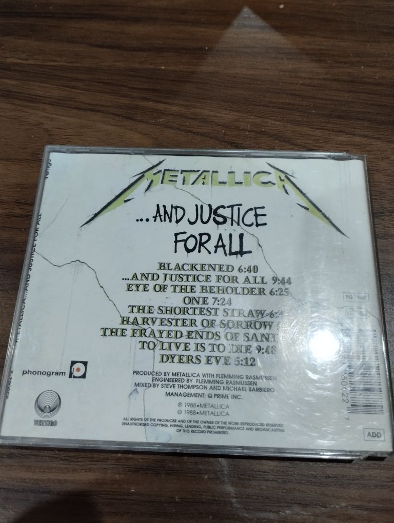 Metalica and justice for all płyta CD 1988r