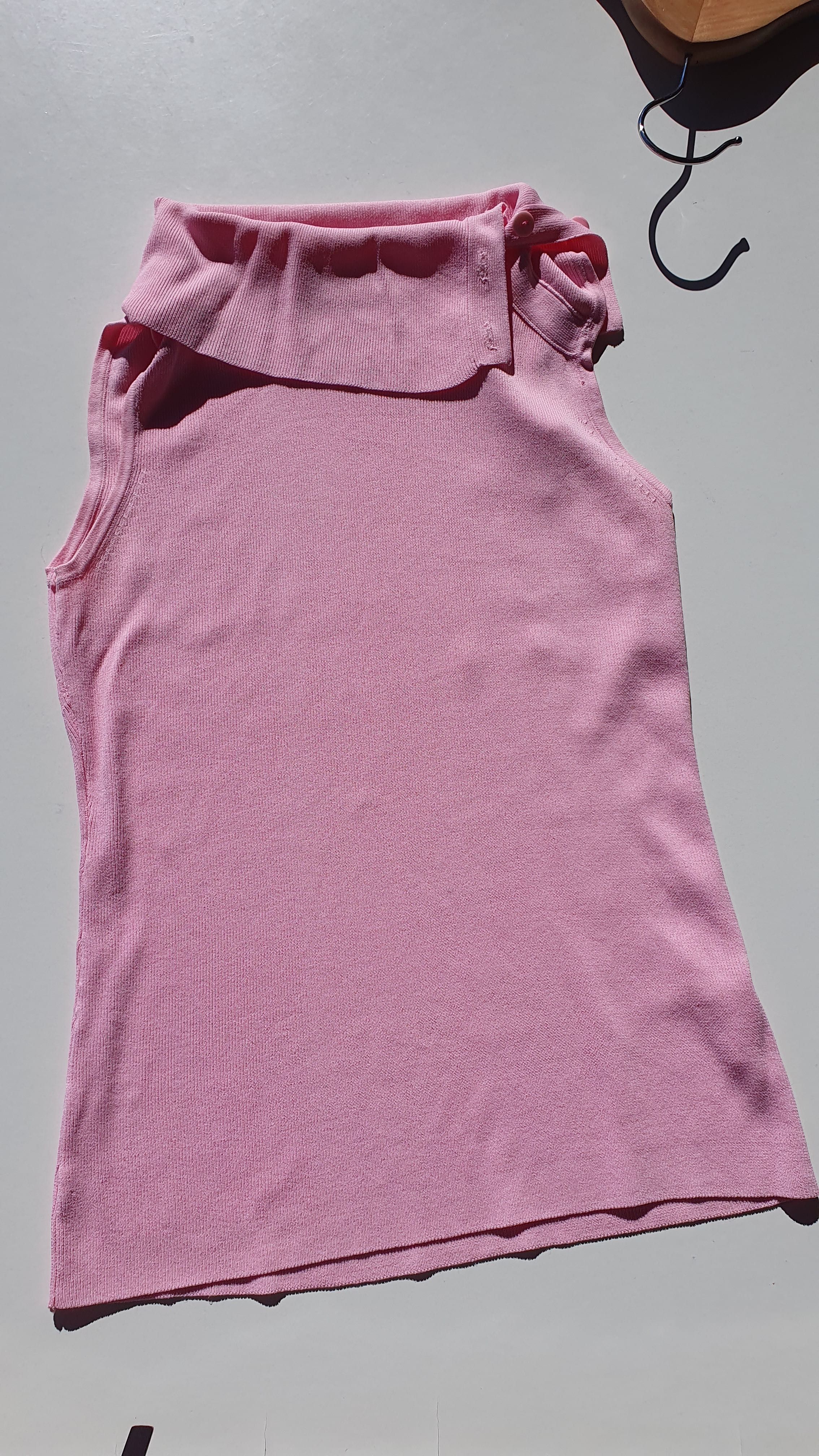 Top Vintage - Top Rosa de Gola Alta - Top de malha