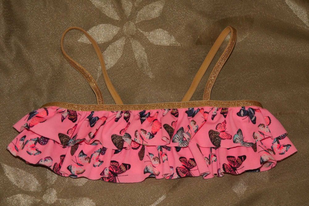 Strój kąpielowy dwuczęściowy bikini falbanki motyle H&M 122 128 / 134
