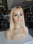 Topper tupet z włosów naturalnych jasny blond duża baza Kris 50 cm