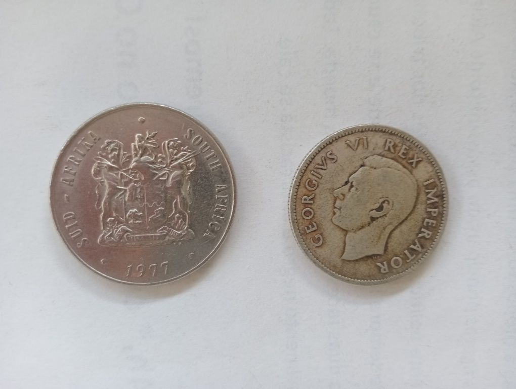 2 moedas da África Sul 1937 e 1977