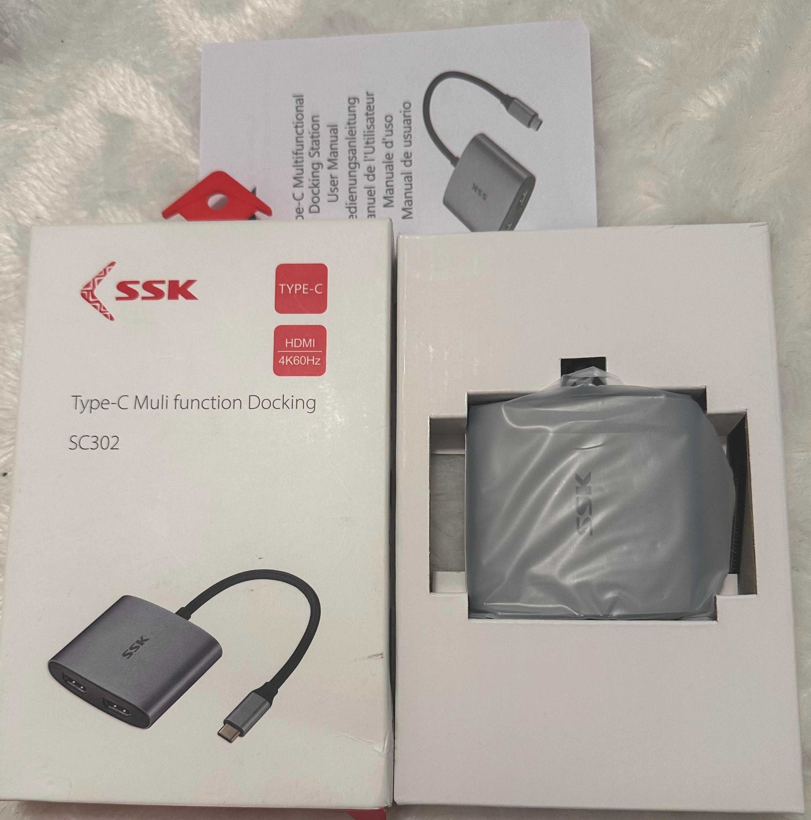 Adapter SSK USB C na podwójny HDMI 4K/60 HZ HDM