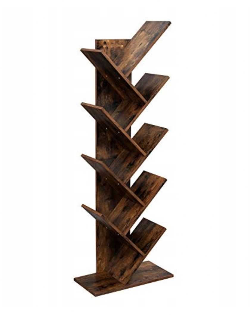 Regał ciemny brąz biblioteczka do czytelni salonu 25x50x142