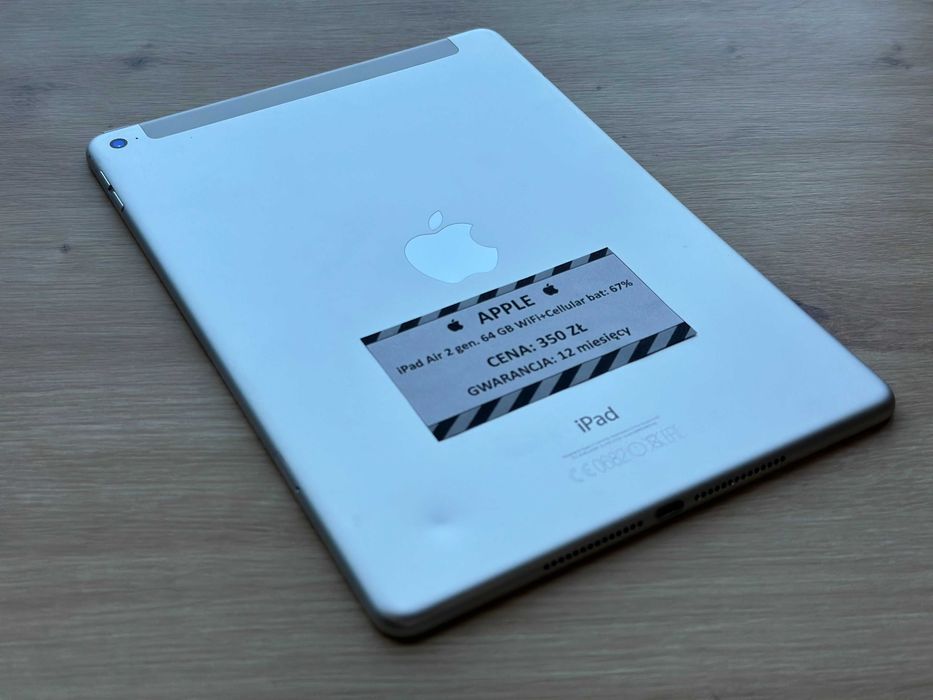 Tablet Apple iPad Air 2 gen. 64 GB Wi-Fi + LTE – bat: 67% – GW 6M