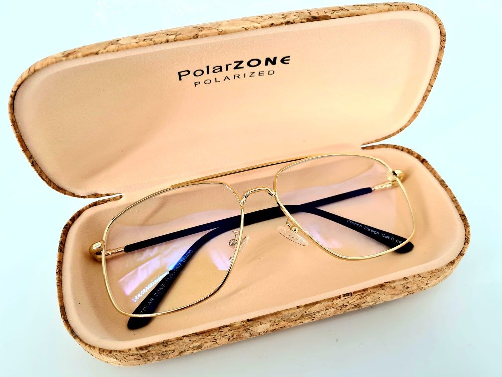 Nowe modne złote okulary zerówki do komputera marki Polarzone